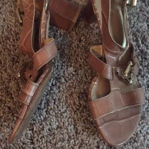 Stuart Weitzman Leather Buckle Sandals Sz 7.5